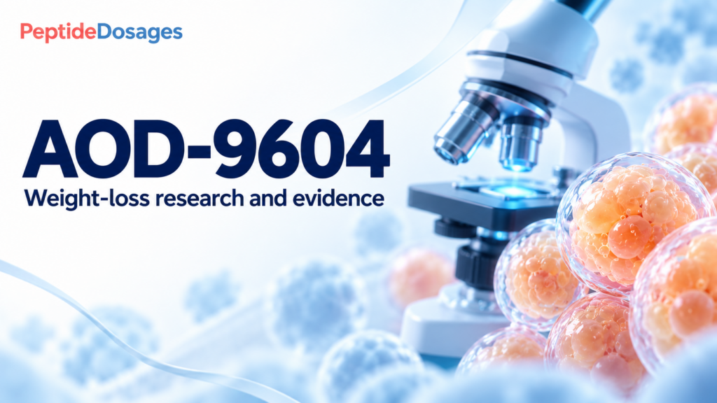 AOD-9604: weight-loss research and evidence. Conceptual scientific illustration.