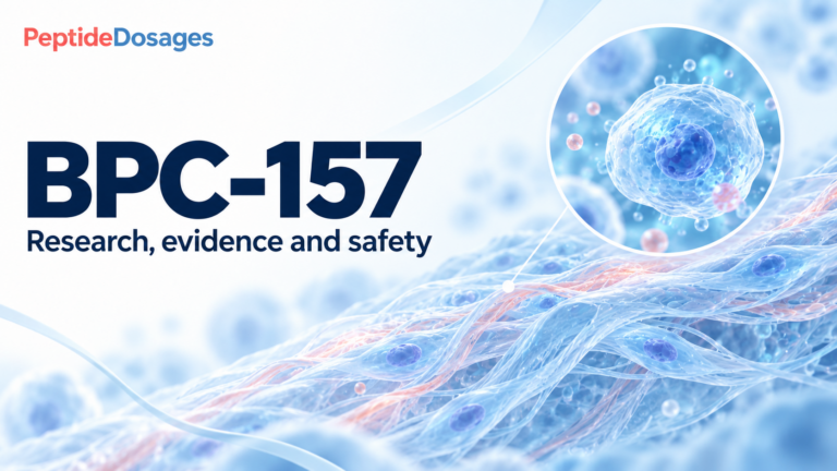 BPC-157: research, evidence and safety. Conceptual scientific illustration.
