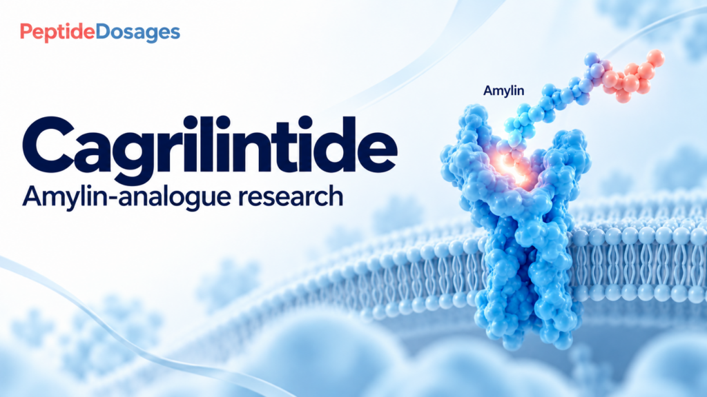Cagrilintide: amylin-analogue research. Conceptual scientific illustration.