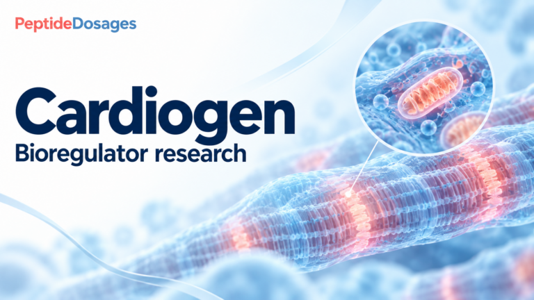Cardiogen: bioregulator research. Conceptual scientific illustration.