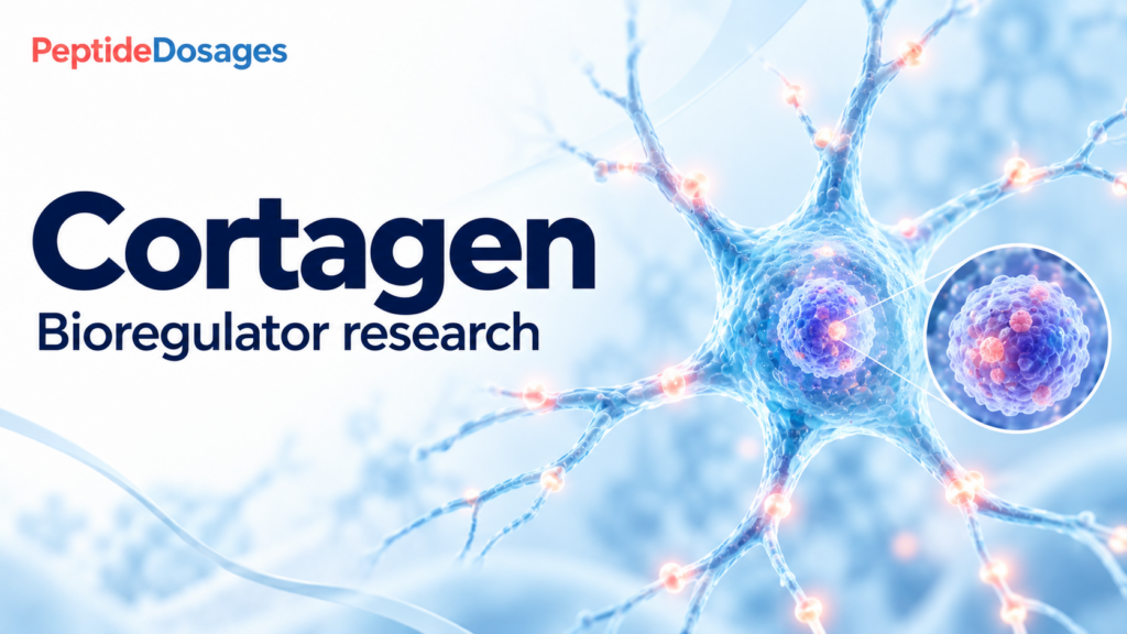 Cortagen: bioregulator research. Conceptual scientific illustration.