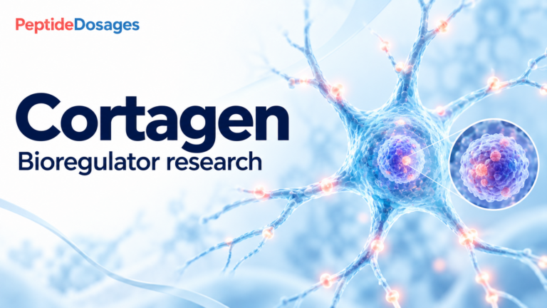 Cortagen: bioregulator research. Conceptual scientific illustration.