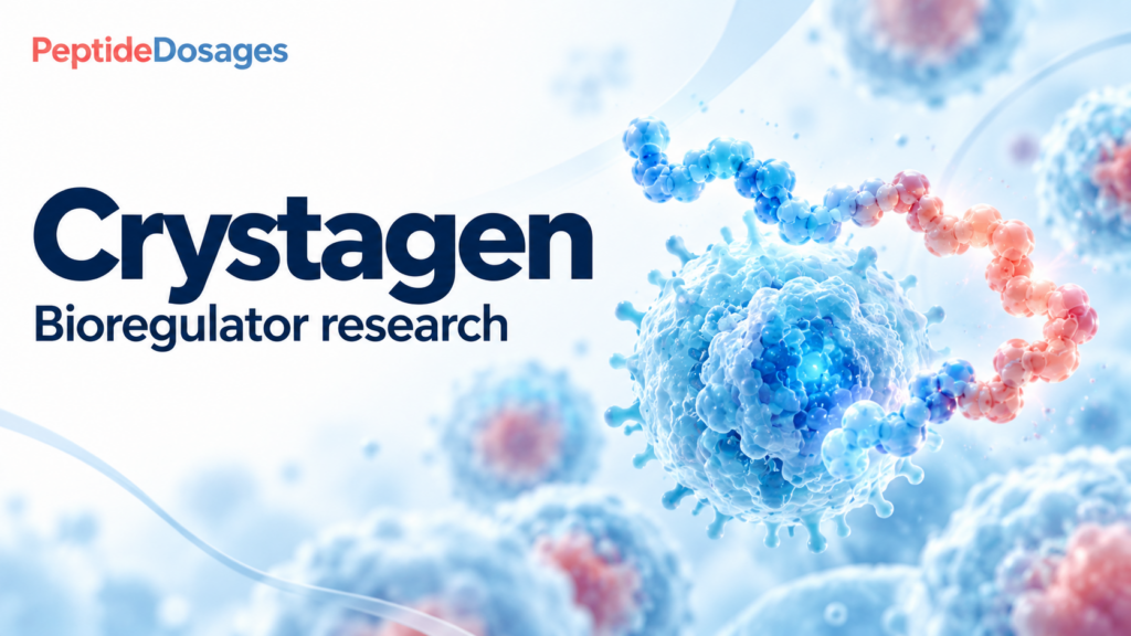 Crystagen: bioregulator research. Conceptual scientific illustration.