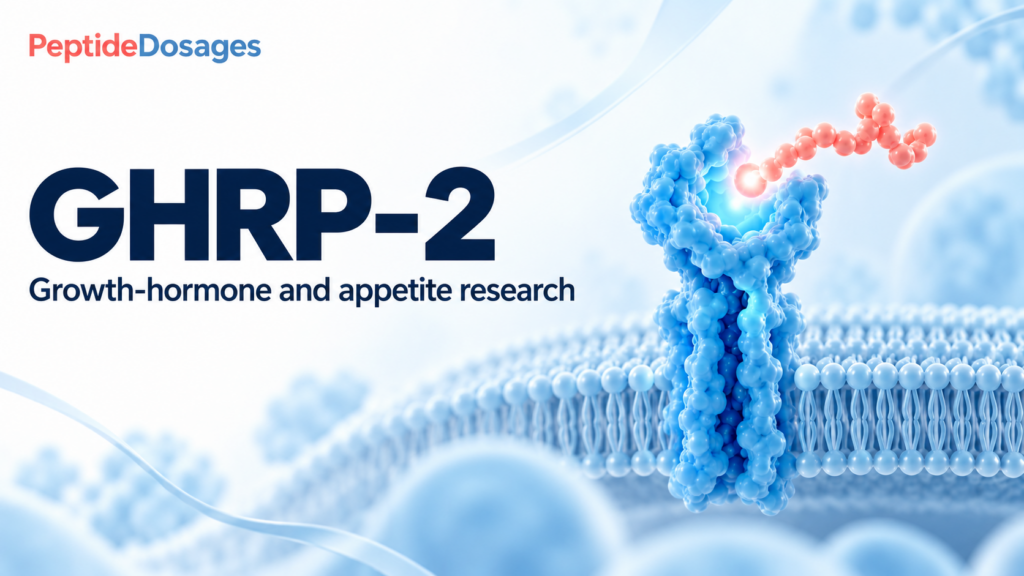 GHRP-2: growth-hormone and appetite research. Conceptual scientific illustration.