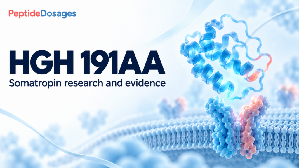 HGH 191AA: somatropin research and evidence. Conceptual scientific illustration.