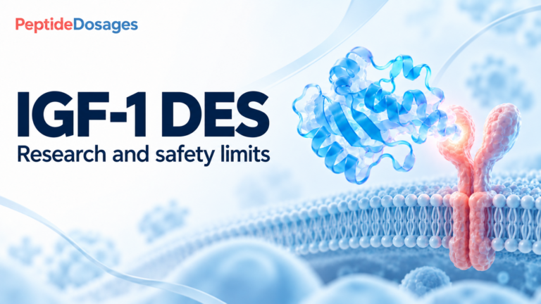 IGF-1 DES: research and safety limits. Conceptual scientific illustration.