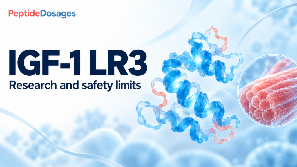 IGF-1 LR3: research and safety limits. Conceptual scientific illustration.