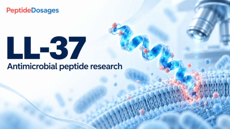 LL-37: antimicrobial peptide research. Conceptual scientific illustration.