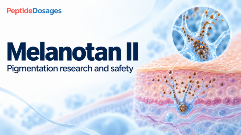 Melanotan II: pigmentation research and safety. Conceptual scientific illustration.