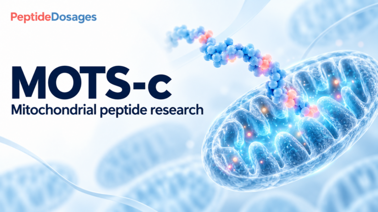 MOTS-c: mitochondrial peptide research. Conceptual scientific illustration.
