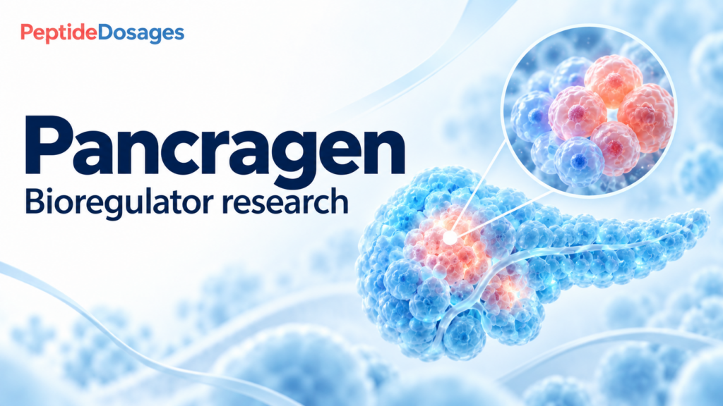 Pancragen: bioregulator research. Conceptual scientific illustration.