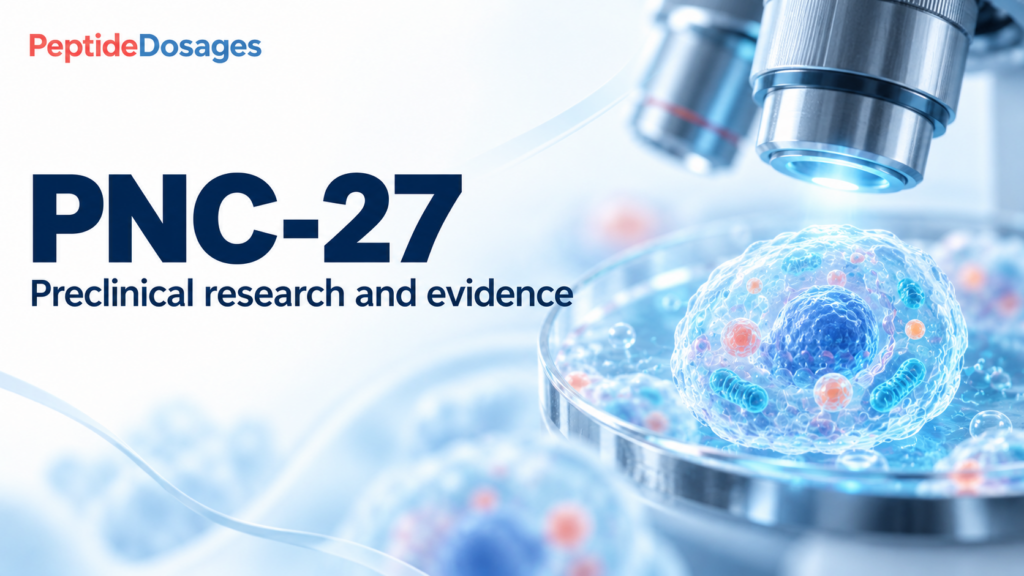 PNC-27: preclinical research and evidence. Conceptual scientific illustration.