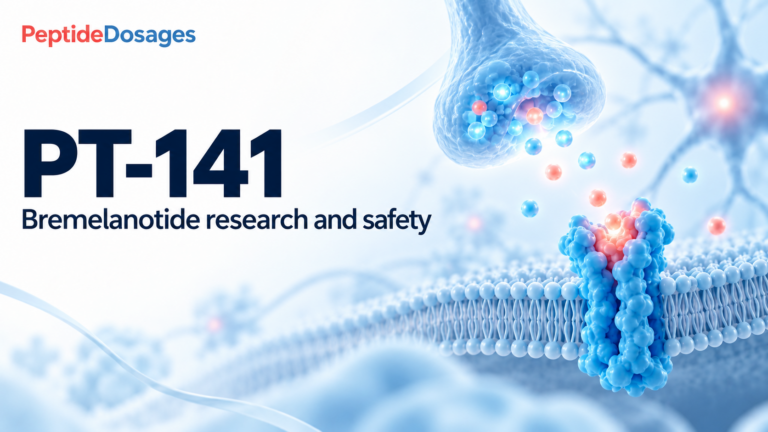 PT-141: bremelanotide research and safety. Conceptual scientific illustration.